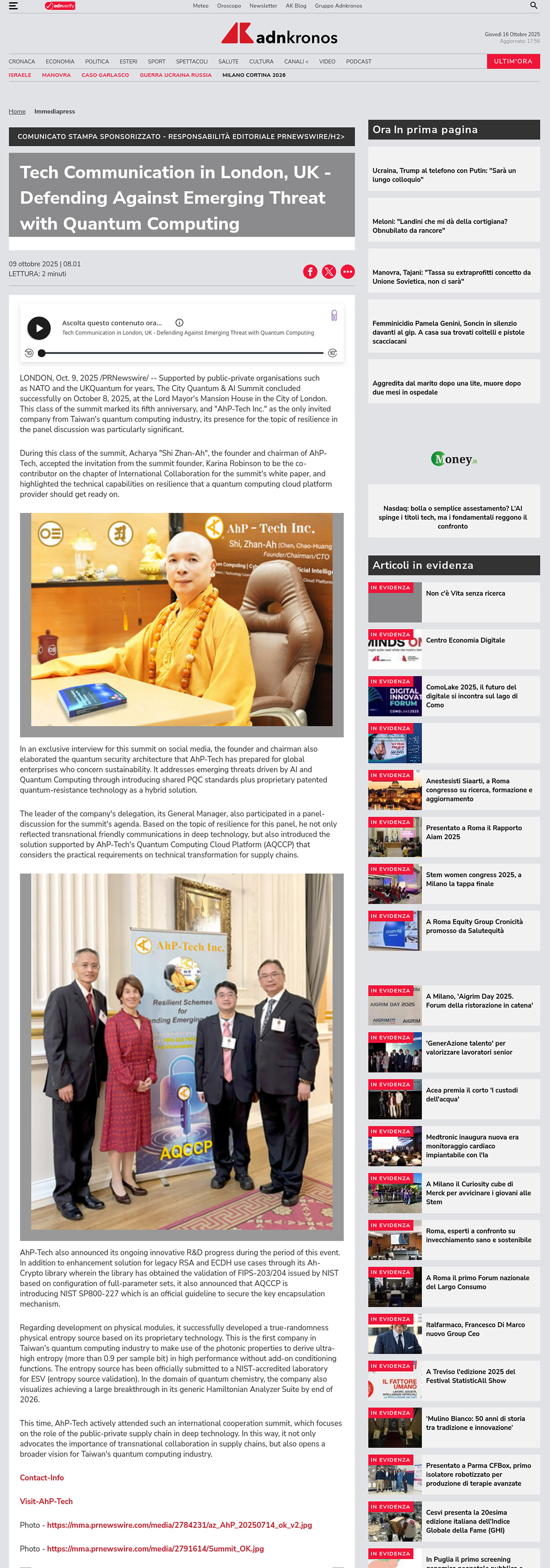 ADN Kronos-Tech Communication in London-UK-Defending Against Emerging Threat with Quantum Computing
