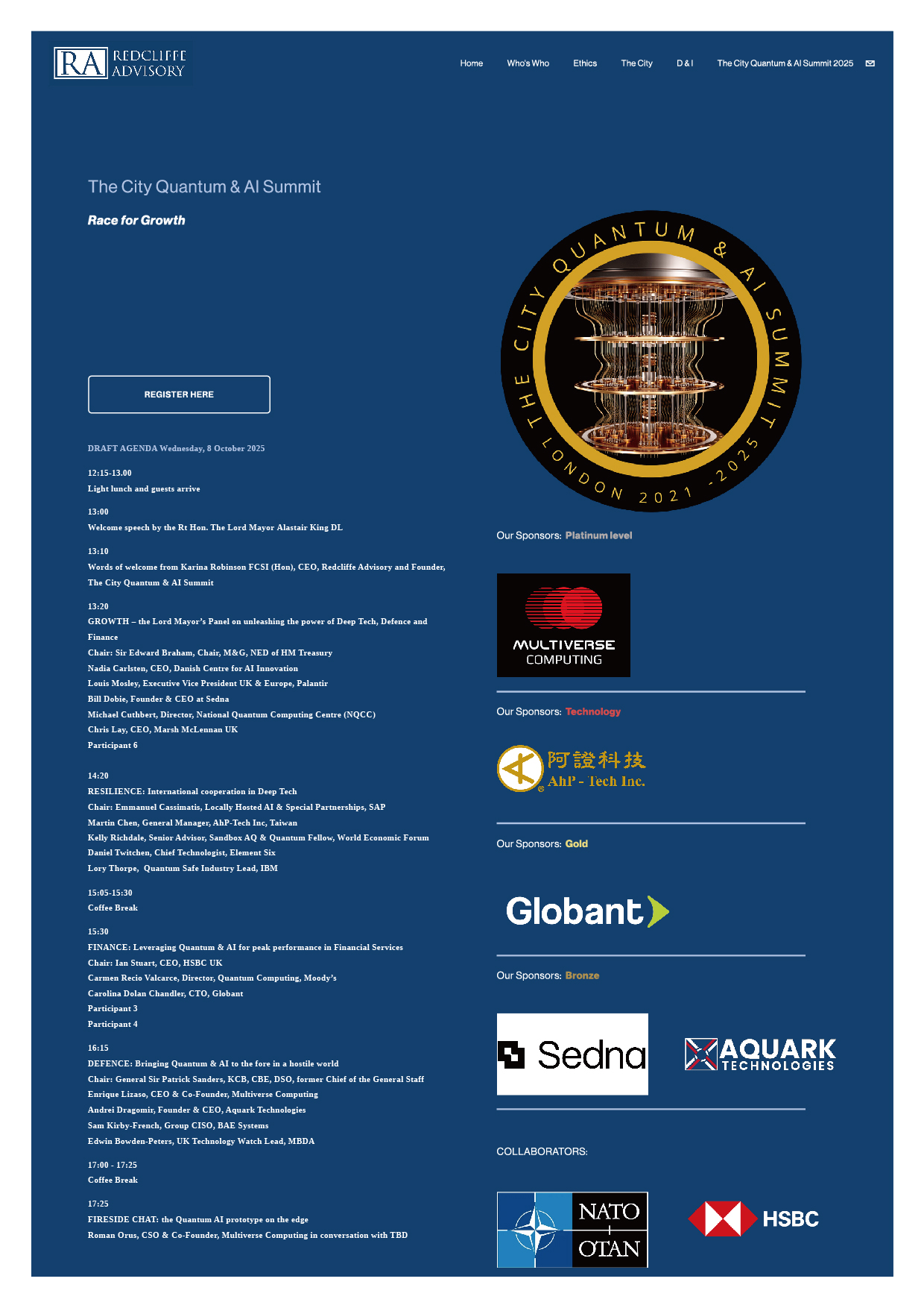 英國倫敦金融城的市長官邸所舉辦的2025金融城量子與人工智慧高峰會介紹_The City Quantum & AI Summit 2025 Agenda-1