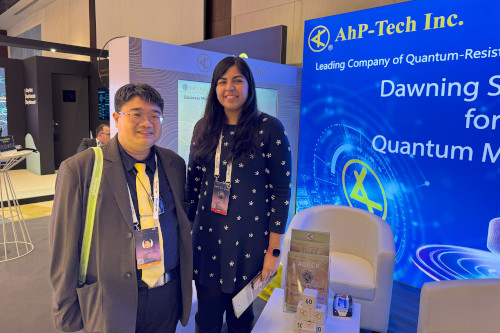 Aleena Taufiq, Senior Manager at Verizon, visits AhP-Tech's Booth.