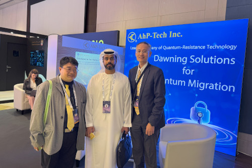 Mohammed Alblooshi, Section Head of Data Management and Governance at Abu Dhabi Agriculture and Food Safety Authority, visits AhP-Tech's Booth.
