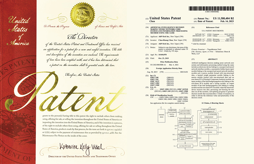 AhP-Tech TW PAT. US 11,580,404 B2 ARTIFICIAL INTELLIGENCE DECISION MAKING NEURO NETWORK CORE SYSTEM AND INFORMATION PROCESSING METHOD USING THE SAME